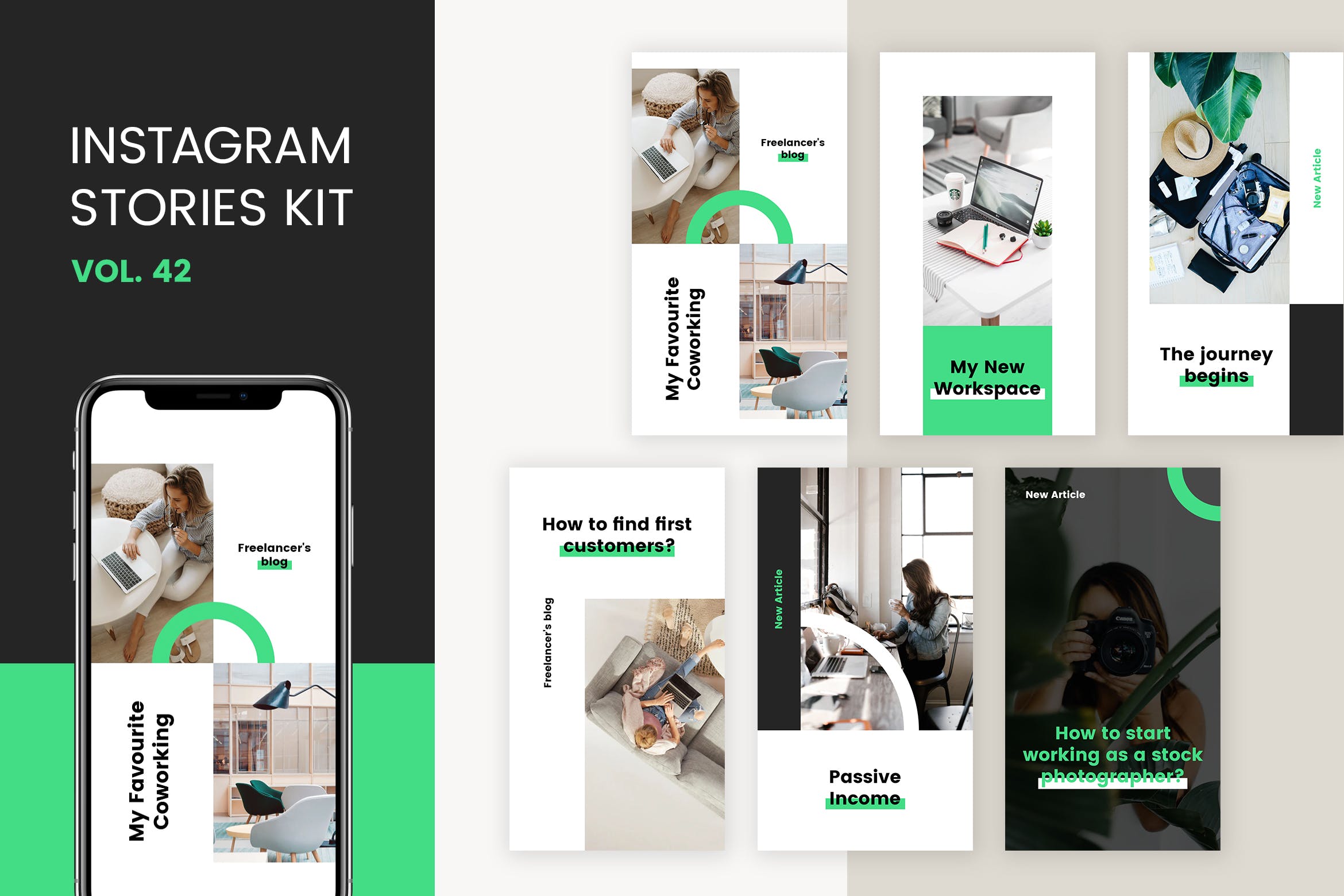 居家办公主题推广Instagram社交媒体品牌故事设计模板 Instagram Stories Kit (Vol.42)设计素材模板