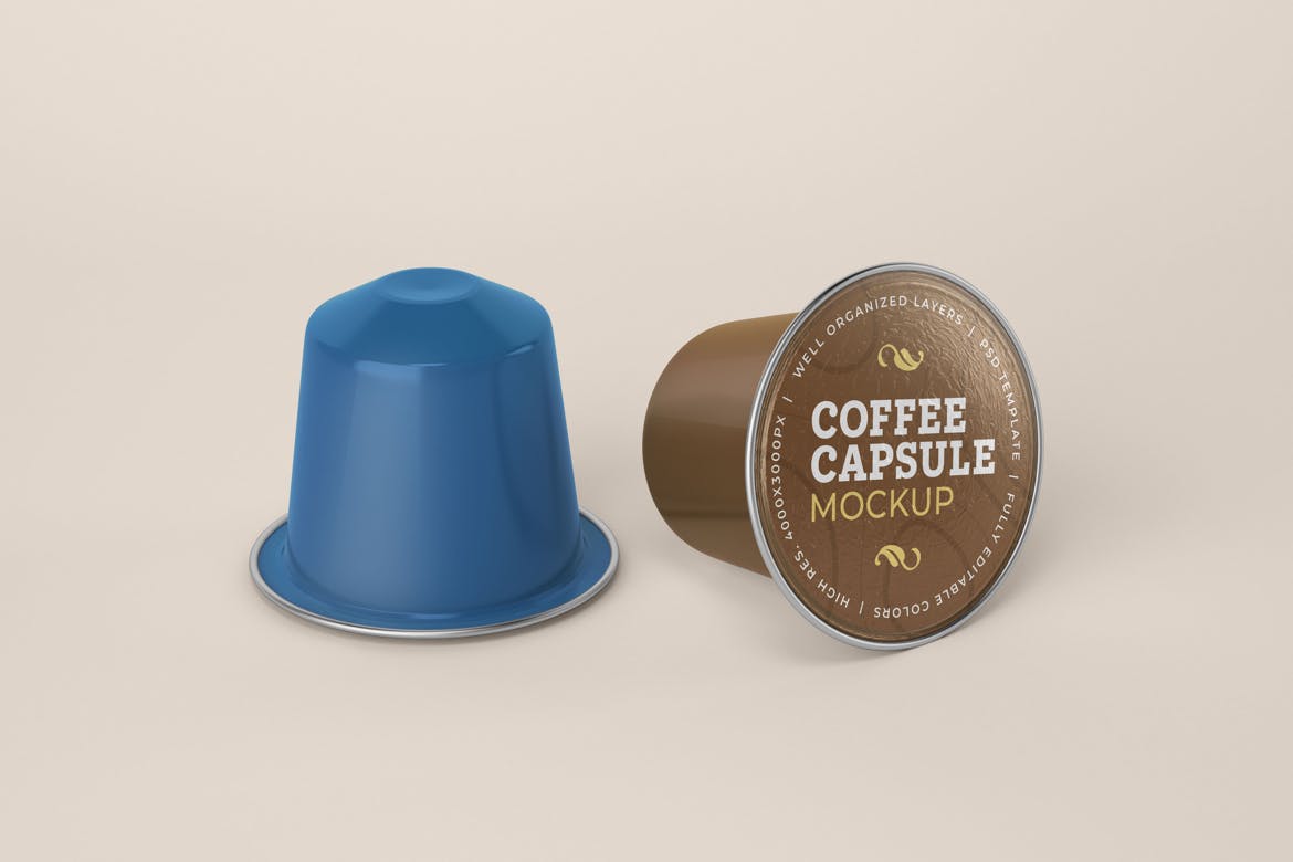 咖啡包装设计效果图样机模板 Coffee Capsule Mockup设计素材模板
