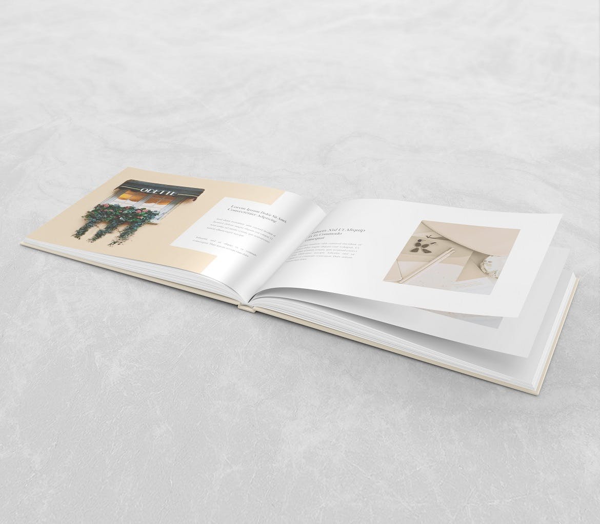 图书画册设计效果图样机模板 Landscape Book – Mockup设计素材模板