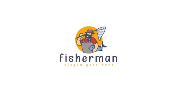 渔夫形象Logo设计模板 Fisherman Logo Template