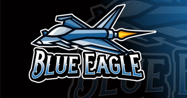 战斗机电子竞技Logo设计模板 Blue Eagle Logo Template
