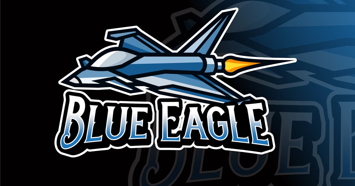 战斗机电子竞技Logo设计模板 Blue Eagle Logo Template设计素材模板