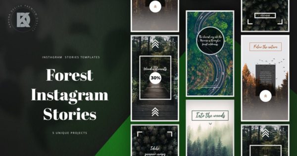 山间小路摄影Instagram故事定制社交媒体模板 Forest Instagram Stories