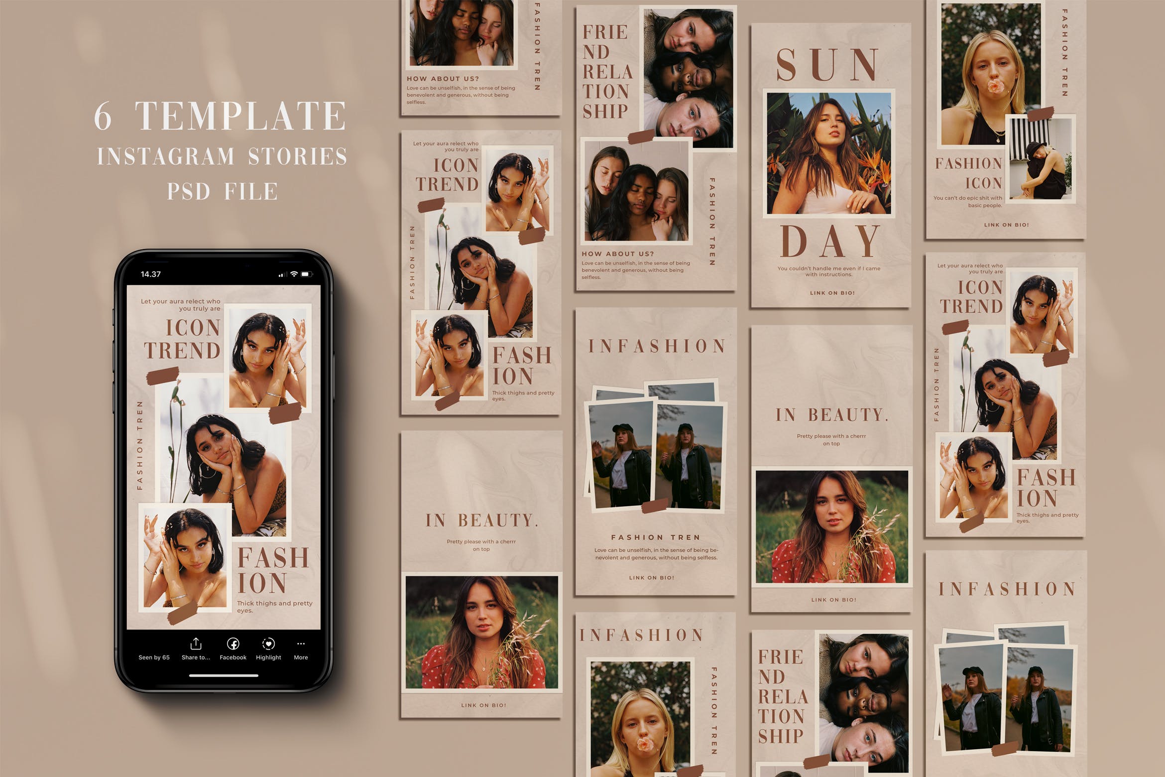 报纸背景人物摄影Instagram故事贴图社交媒体模板 Fashion Instagram Stories设计素材模板