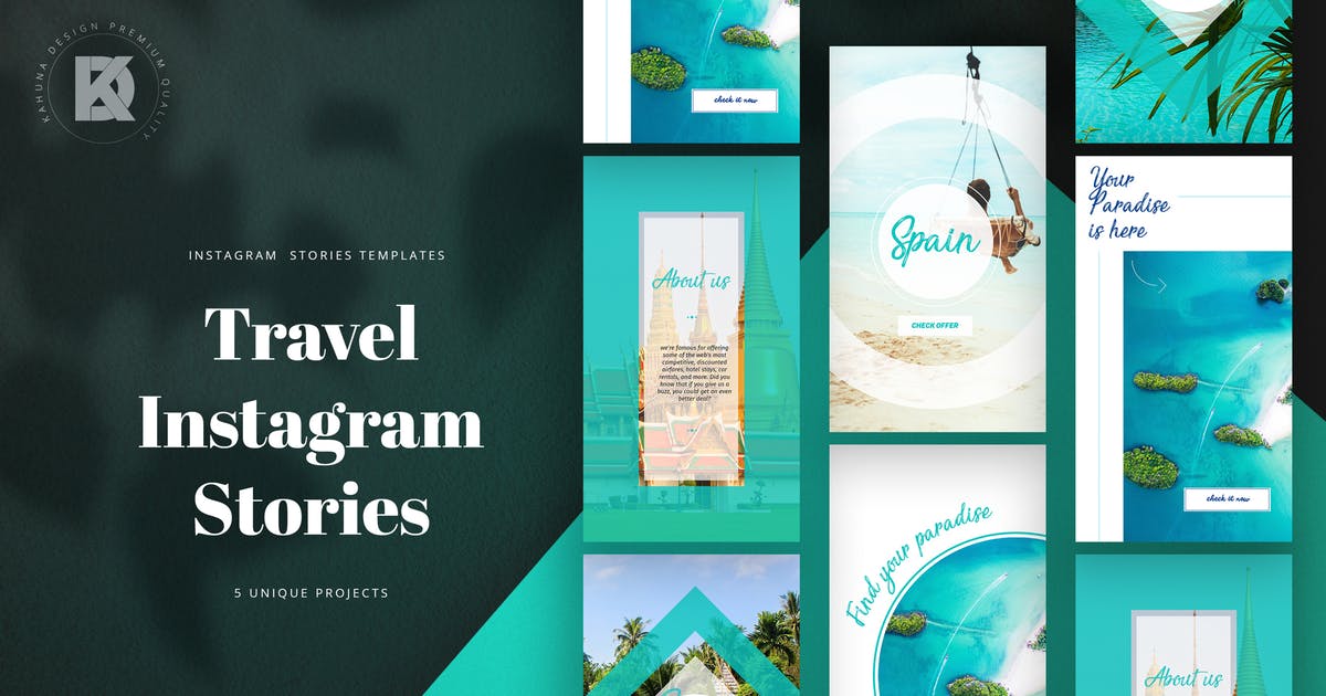 旅游公司业务介绍Instagram社交媒体故事贴图模板 Travel Instagram Stories设计素材模板