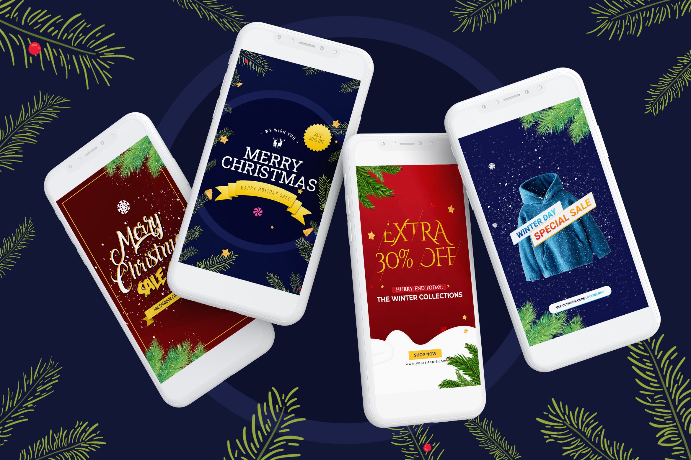 圣诞节节日促销Instagram活动宣传社交媒体模板 Merry Christmas Instagram Stories设计素材模板