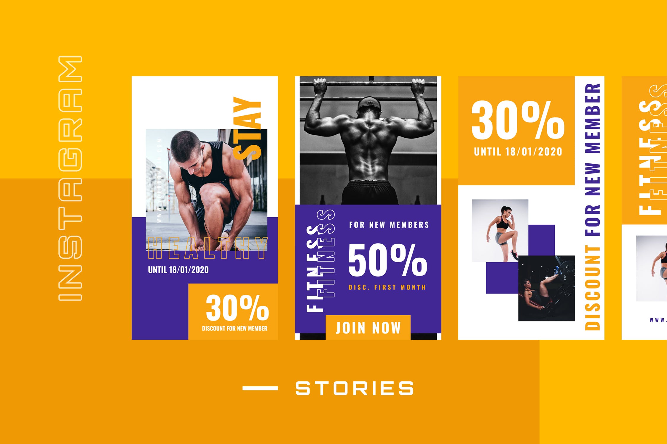 运动健身俱乐部促销主题Instagram故事定制社交媒体素材 Tweleve – Instagram Stories – Social Media K设计素材模板