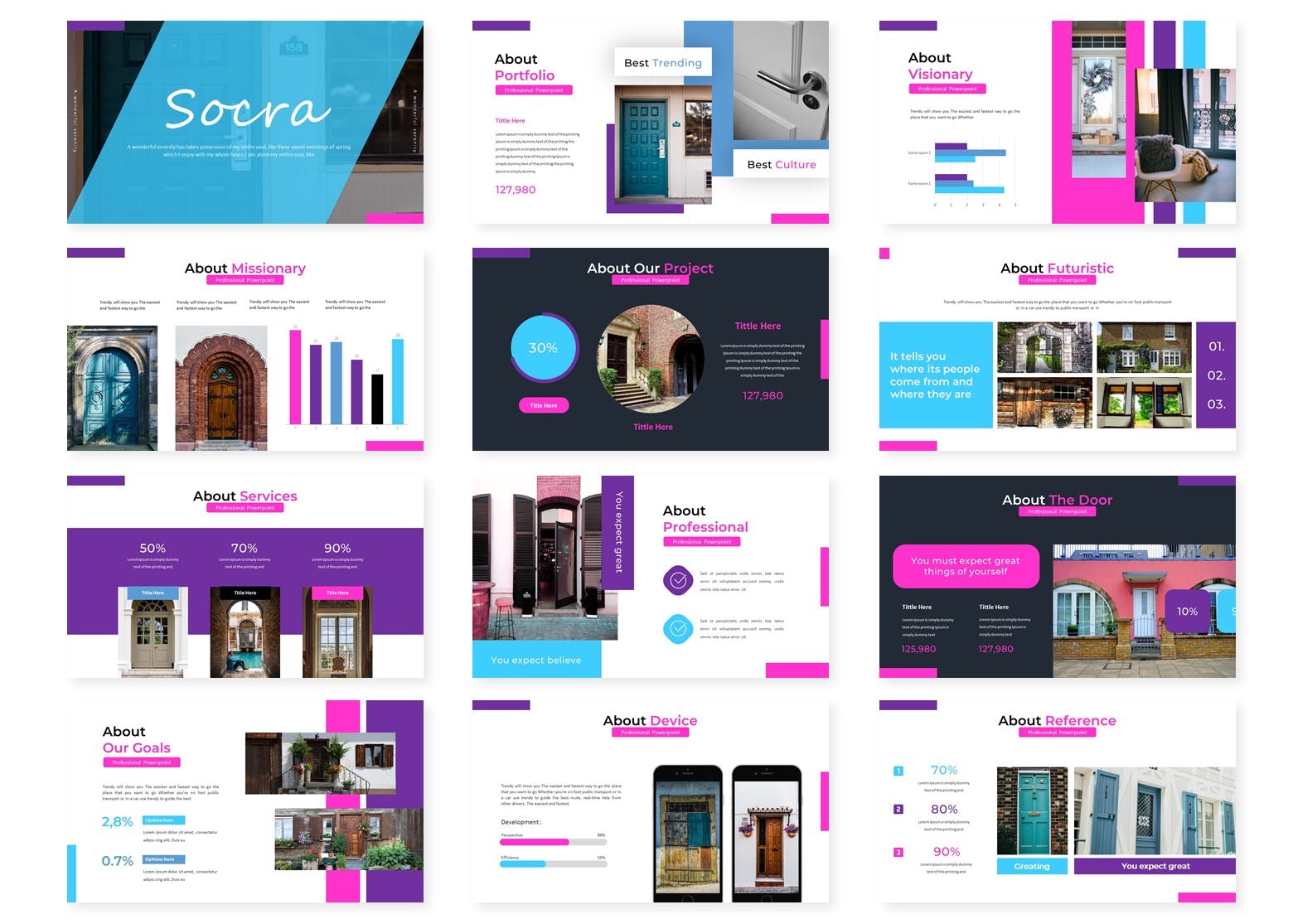 彩色内容PowerPoint演示模板 Socra – Powerpoint Template设计素材模板