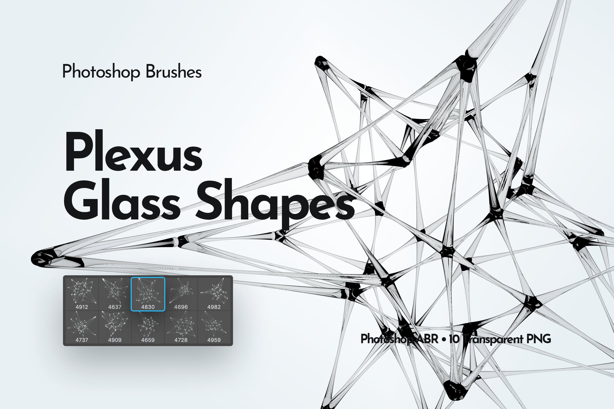 多边形玻璃形状PS画笔 Plexus Glass Shapes Photoshop Brushes设计素材模板