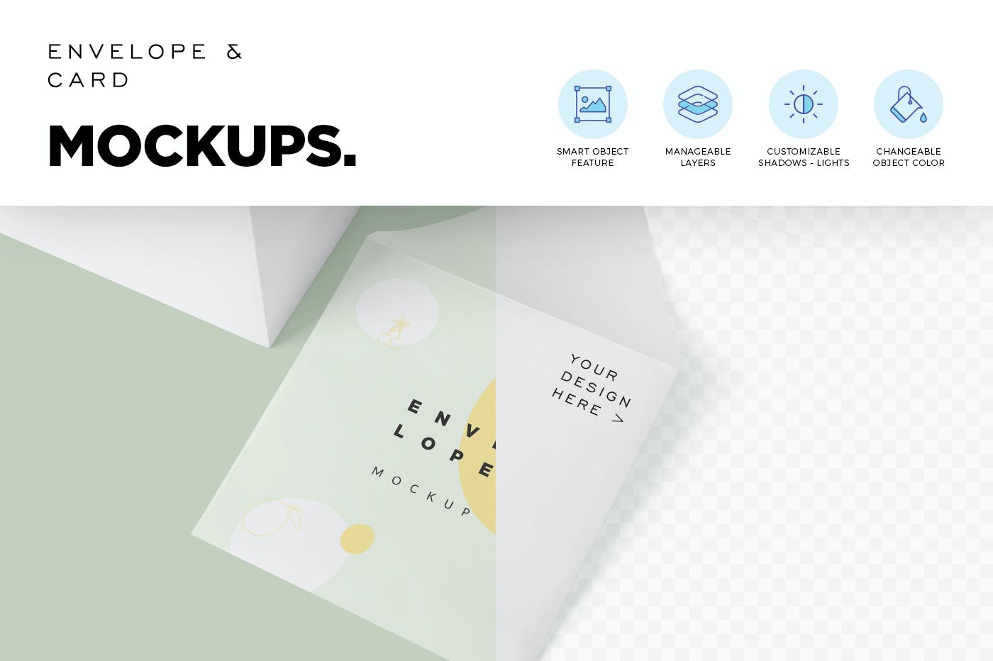 邀请卡设计效果图样机模板 Envelope & Card Mockups设计素材模板