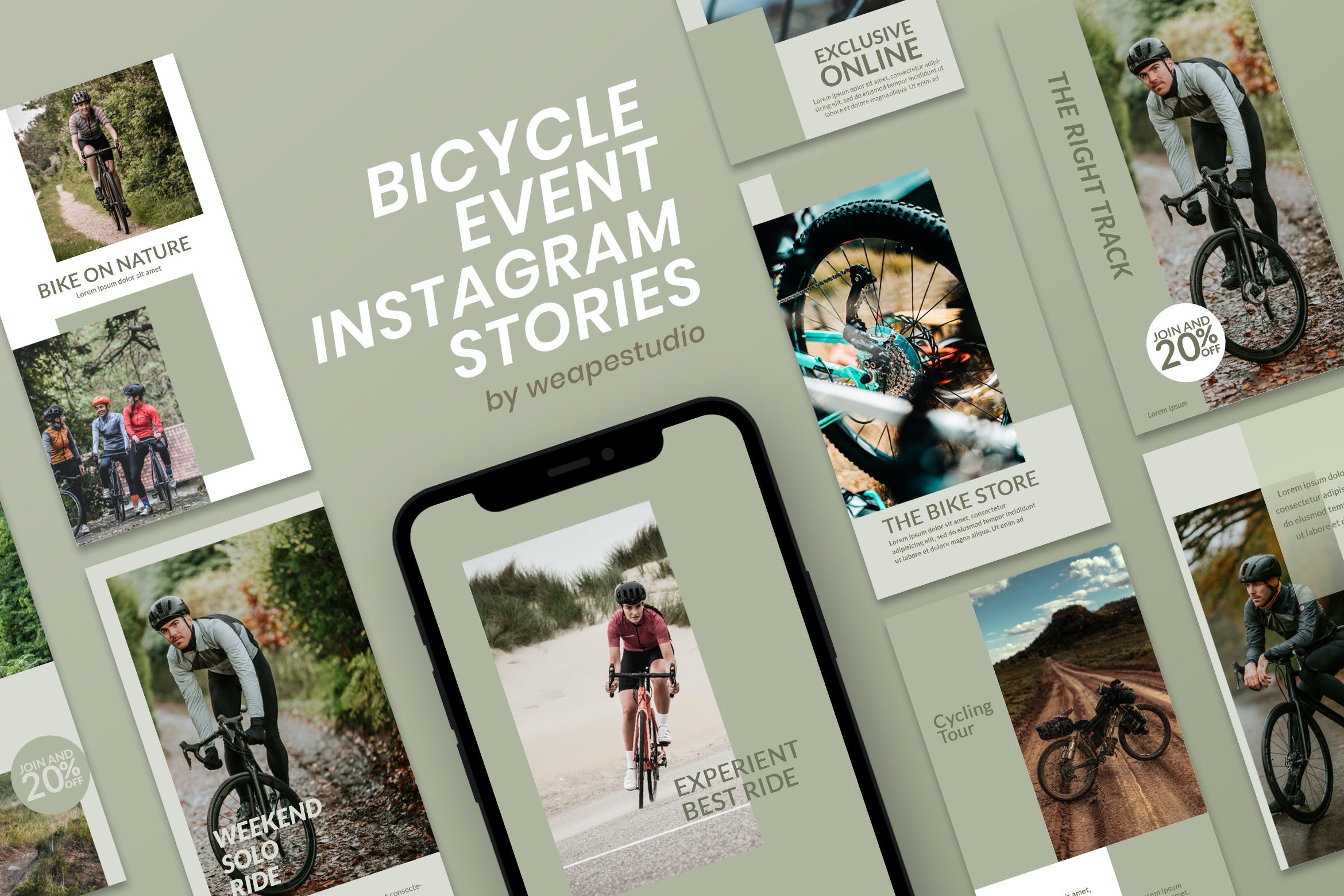 山地自行车赛车活动社交媒体宣传Instagram故事设计模板 Bicycle Event Instagram Stories设计素材模板