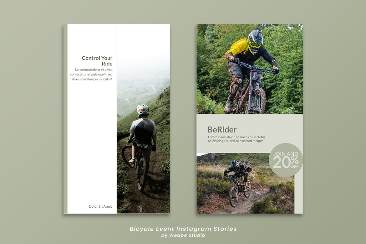 山地自行车赛车活动社交媒体宣传Instagram故事设计模板 Bicycle Event Instagram Stories设计素材模板