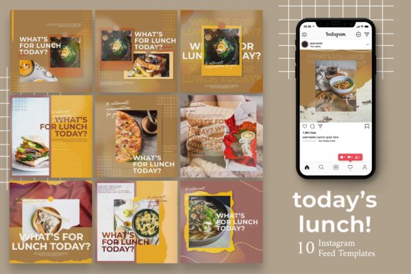 美食广告Instagram帖子社交媒体贴图模板 Food Instagram Post