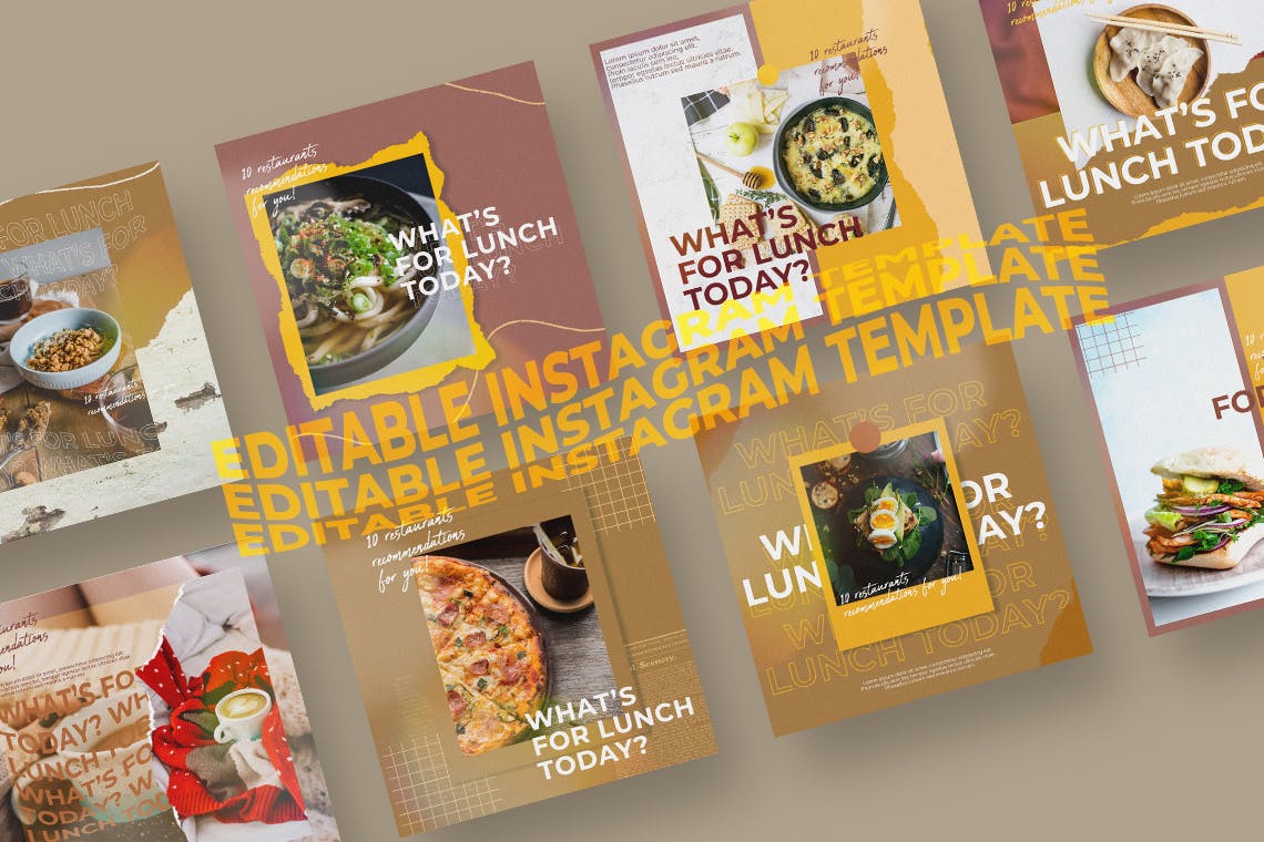 美食广告Instagram帖子社交媒体贴图模板 Food Instagram Post设计素材模板