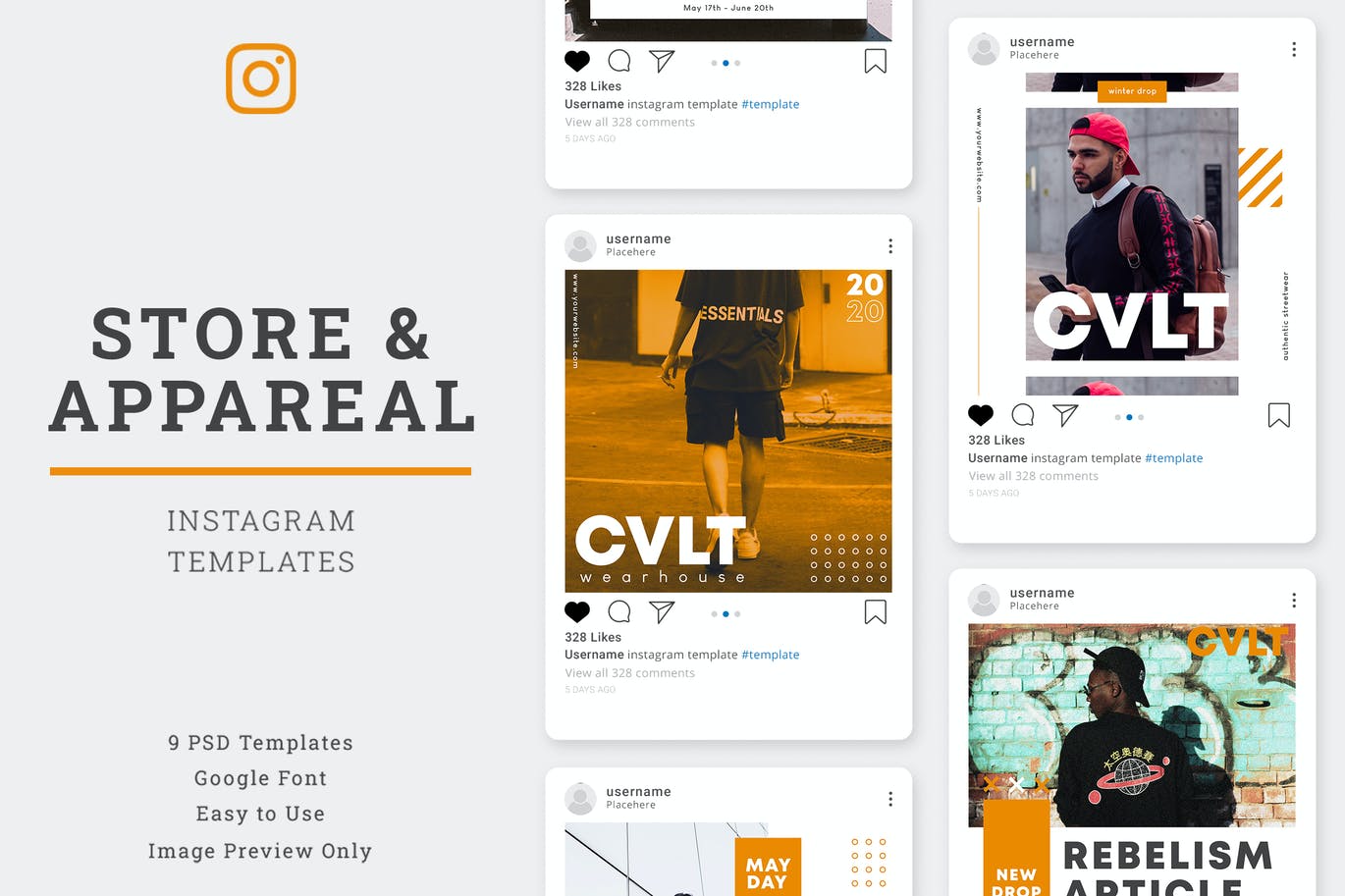 服装服饰商店社交广告促销Instagram帖子设计模板 Store & Aparel Instagram Post Template设计素材模板