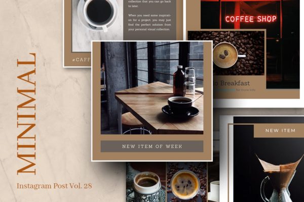 极简主义风格咖啡品牌社交媒体推广Instagram帖子设计模板v28 Minimal Instagram Post Vol. 28
