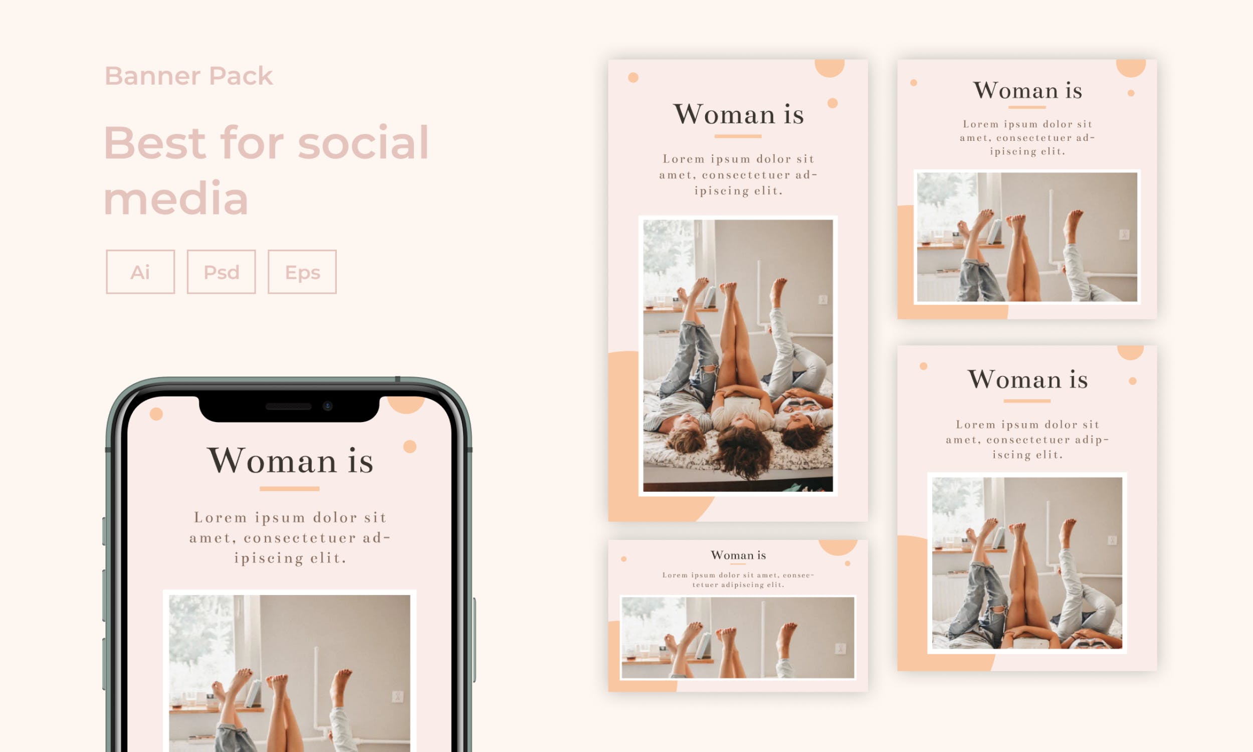 女性时尚主题社交媒体贴图设计素材包 Social Media Post Kit – [code OP]设计素材模板