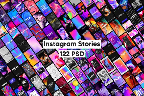 抽象有机背景Instagram故事设计贴图模板大合集 Bright Instagram Stories