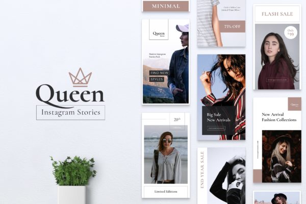 成功女性摄影Instagram社交媒体设计模板 QUEEN Instagram Stories