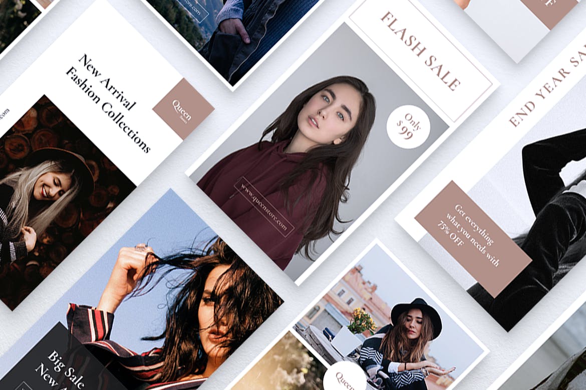 成功女性摄影Instagram社交媒体设计模板 QUEEN Instagram Stories设计素材模板
