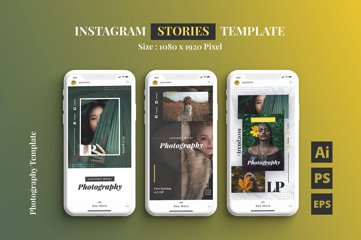 图片分享Instagram故事贴图社交媒体排版设计 Photography Instagram Stories Template设计素材模板