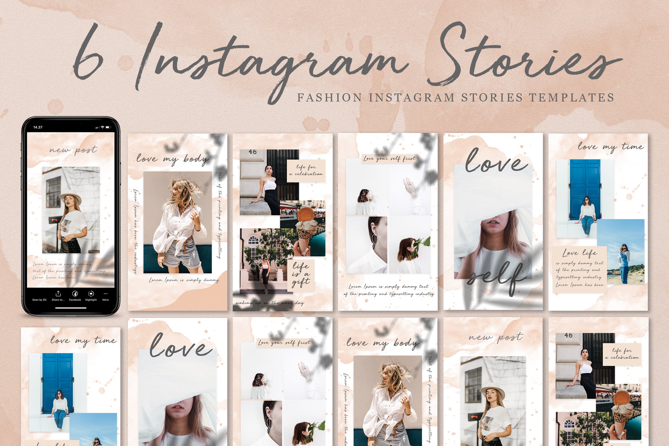 时尚服饰服装品牌社交媒体推广Instagram故事模板 Fashion Instagram Stories设计素材模板
