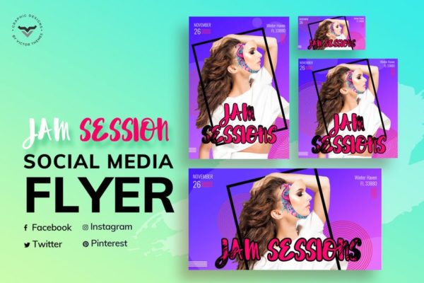 时尚大促销活动社交媒体广告贴图设计模板 Jas Session Fashion Social Media Templates
