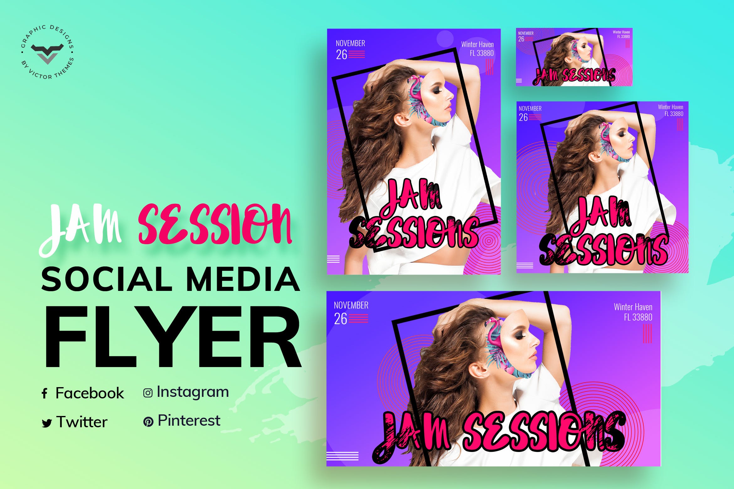 时尚大促销活动社交媒体广告贴图设计模板 Jas Session Fashion Social Media Templates设计素材模板