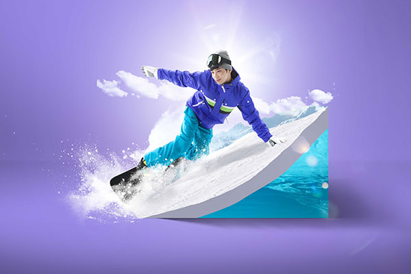 雪地滑雪活动推广海报图形psd模板