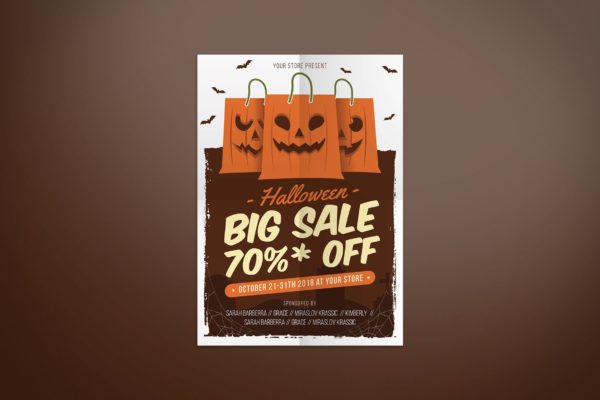 万圣节促销活动海报设计模板 Halloween Sale