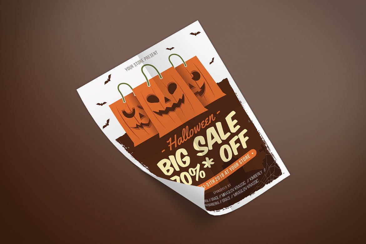万圣节促销活动海报设计模板 Halloween Sale设计素材模板