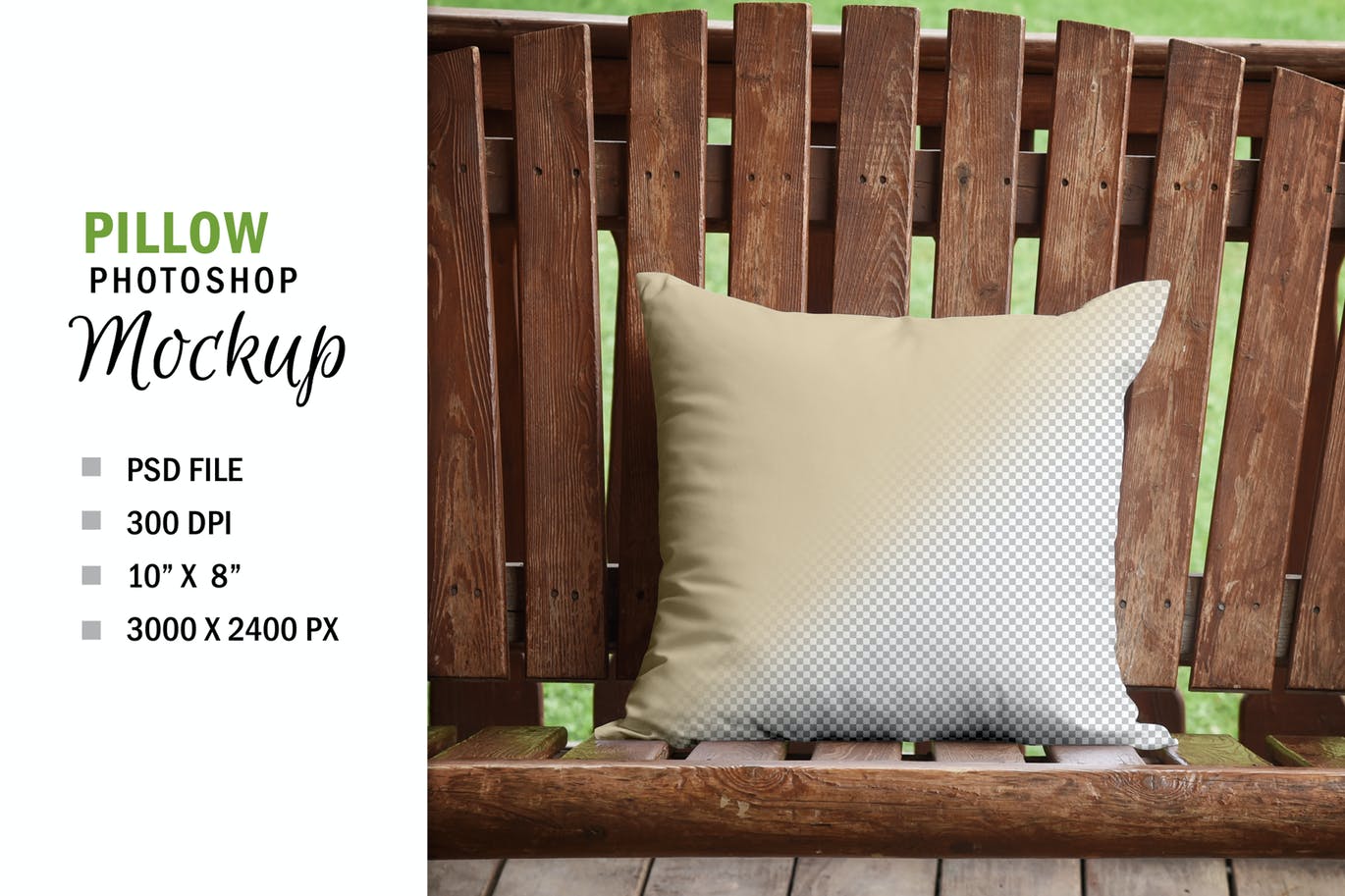 枕头印花图案预览样机模板 Rustic Country Square Mockup Pillow设计素材模板