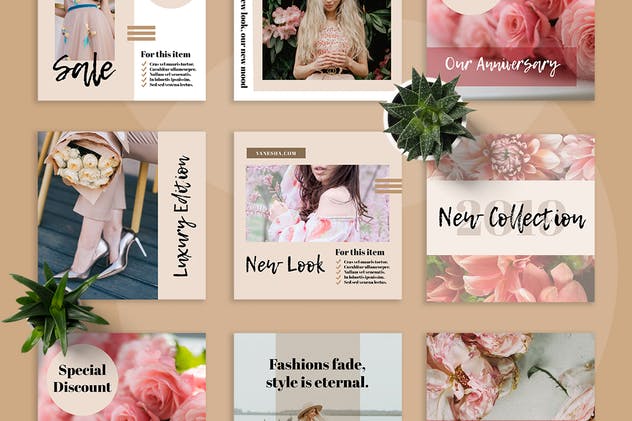 女性品牌推广社交媒体Instagram故事设计素材包 Vanesha Social Media Kit设计素材模板