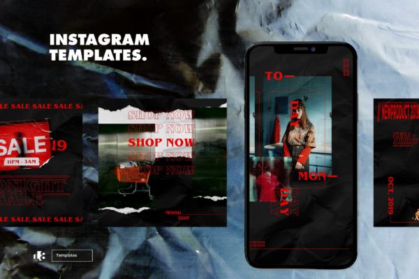 时装品牌商店大促销Instagram广告设计模板v4 Instagram Template vol.4