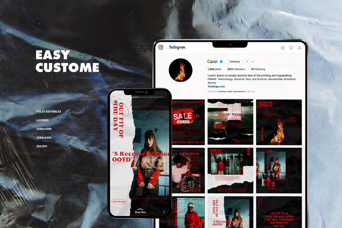 时装品牌商店大促销Instagram广告设计模板v4 Instagram Template vol.4设计素材模板