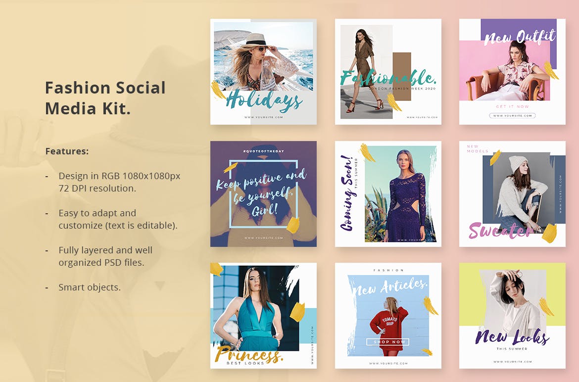 时尚服装服饰商店促销社交媒体设计素材包v2 Social Media Kit Fashion 2设计素材模板