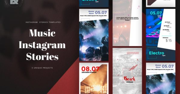 音乐会活动宣传Instagram故事社交媒体模板设计 Music Instagram Stories