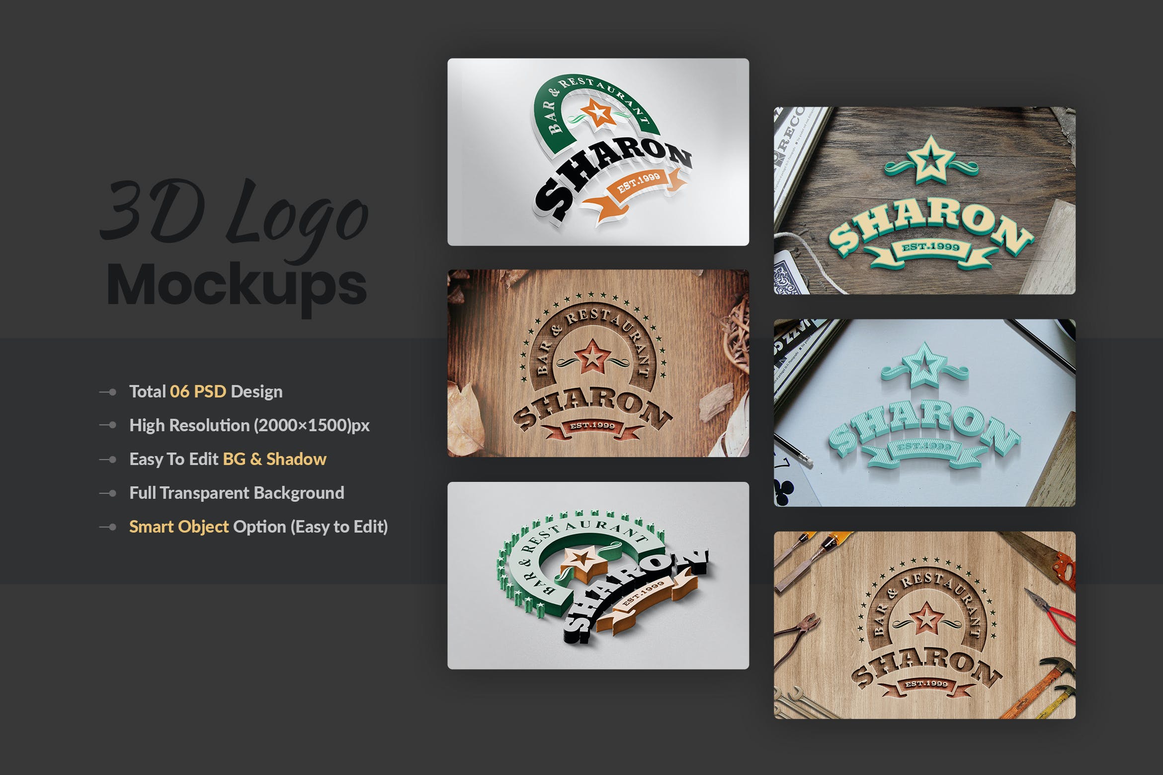 多用途品牌Logo展示样机模板 3D Multipurpose Logo Mockups设计素材模板