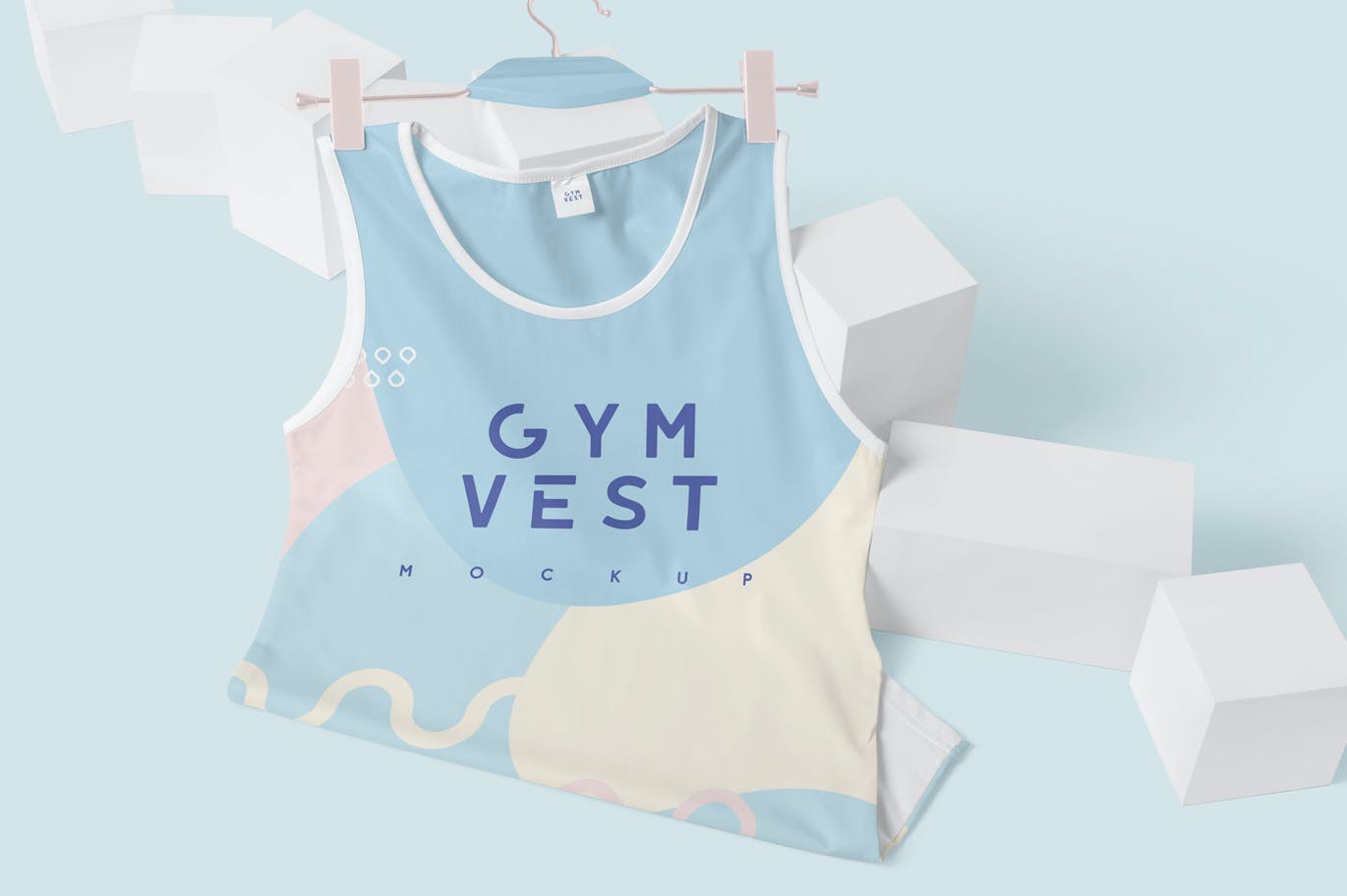 运动背心印花图案设计样机 Sleeveless Gym Vest Mockups设计素材模板