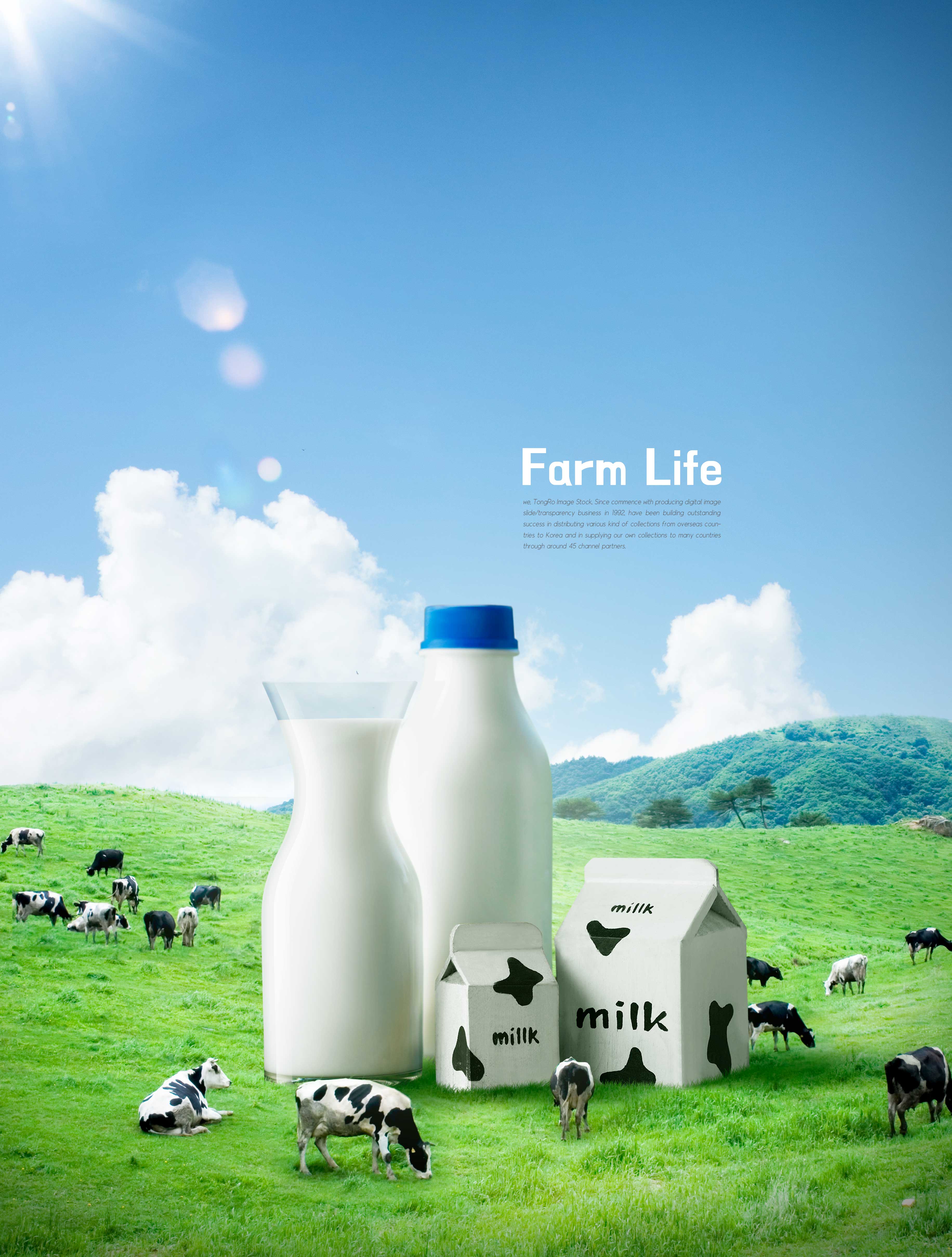 牧场新鲜牛奶广告海报设计模板