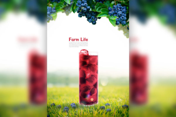 蓝莓果汁宣传海报设计模板