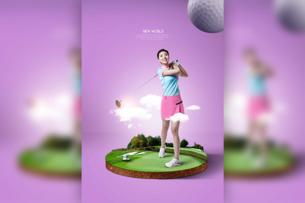 高尔夫球运动推广主题海报图形psd模板
