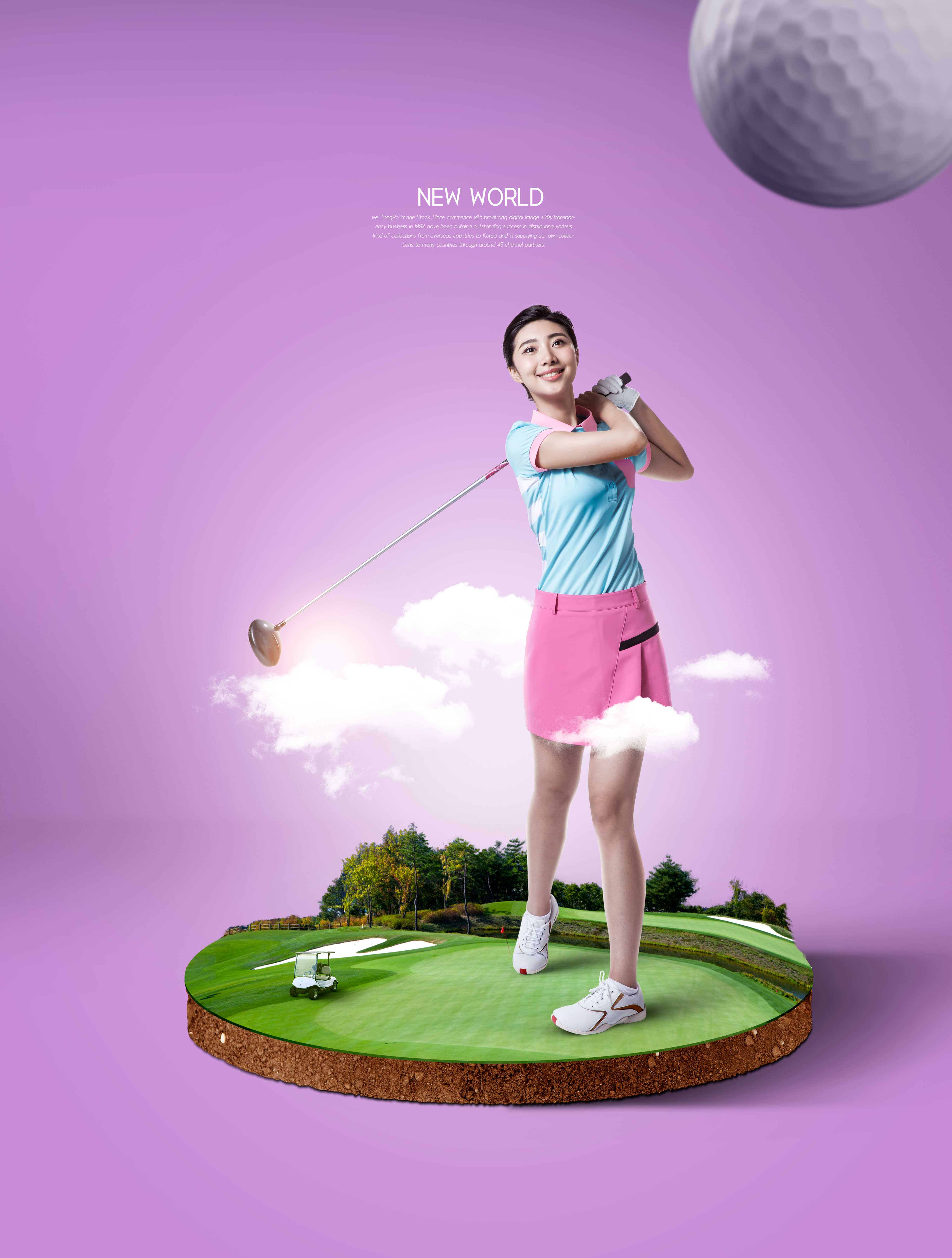 高尔夫球运动推广主题海报图形psd模板设计素材模板