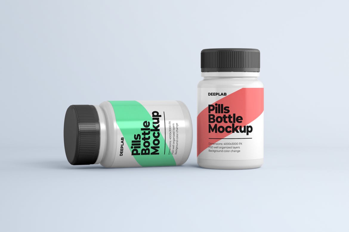 药丸瓶包装设计样机集 Medical Pill Bottle Mockup Set设计素材模板