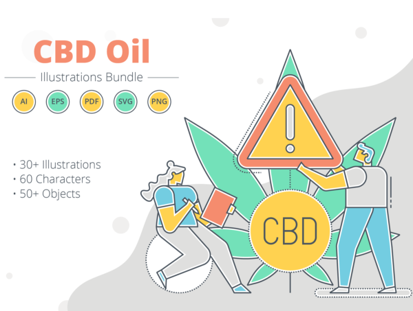 工业大麻CBD油矢量插画素材