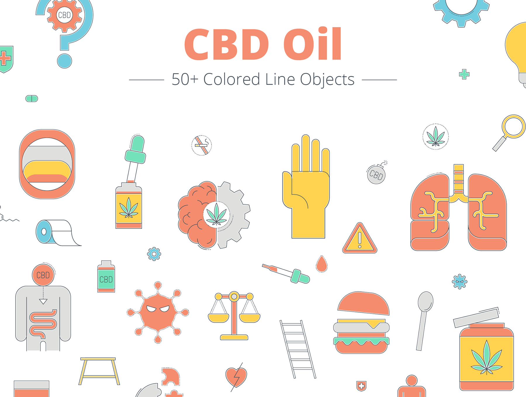 工业大麻CBD油矢量插画素材设计素材模板