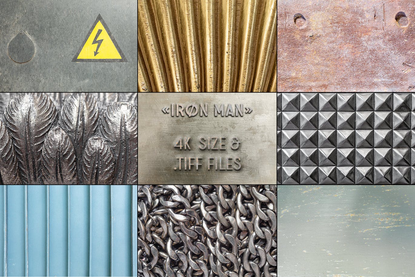 高分辨率金属质感背景纹理素材包 Iron Man – 100 Metal Textures设计素材模板