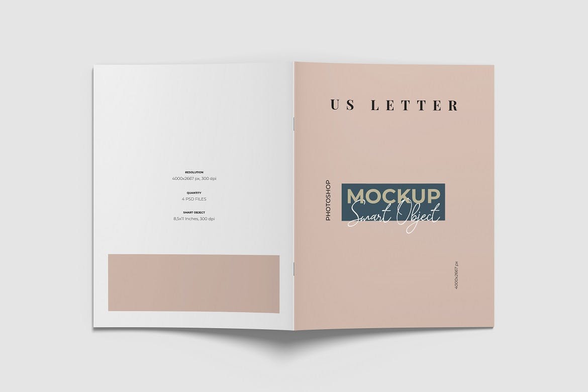 信纸尺寸宣传册封面设计效果图样机 US Letter size brochure cover mockups设计素材模板