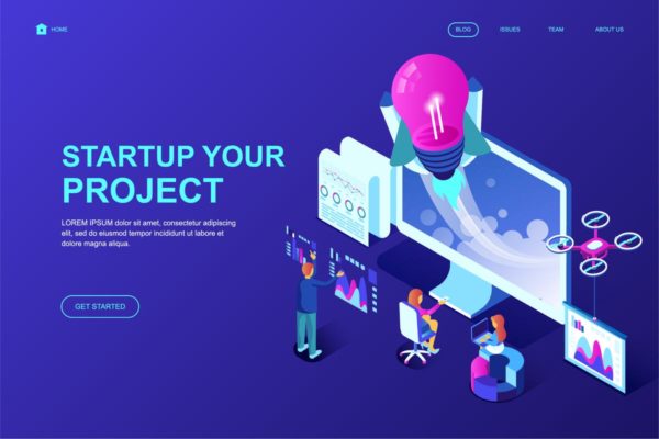 项目启动主题概念插画网站着陆页模板 Startup 