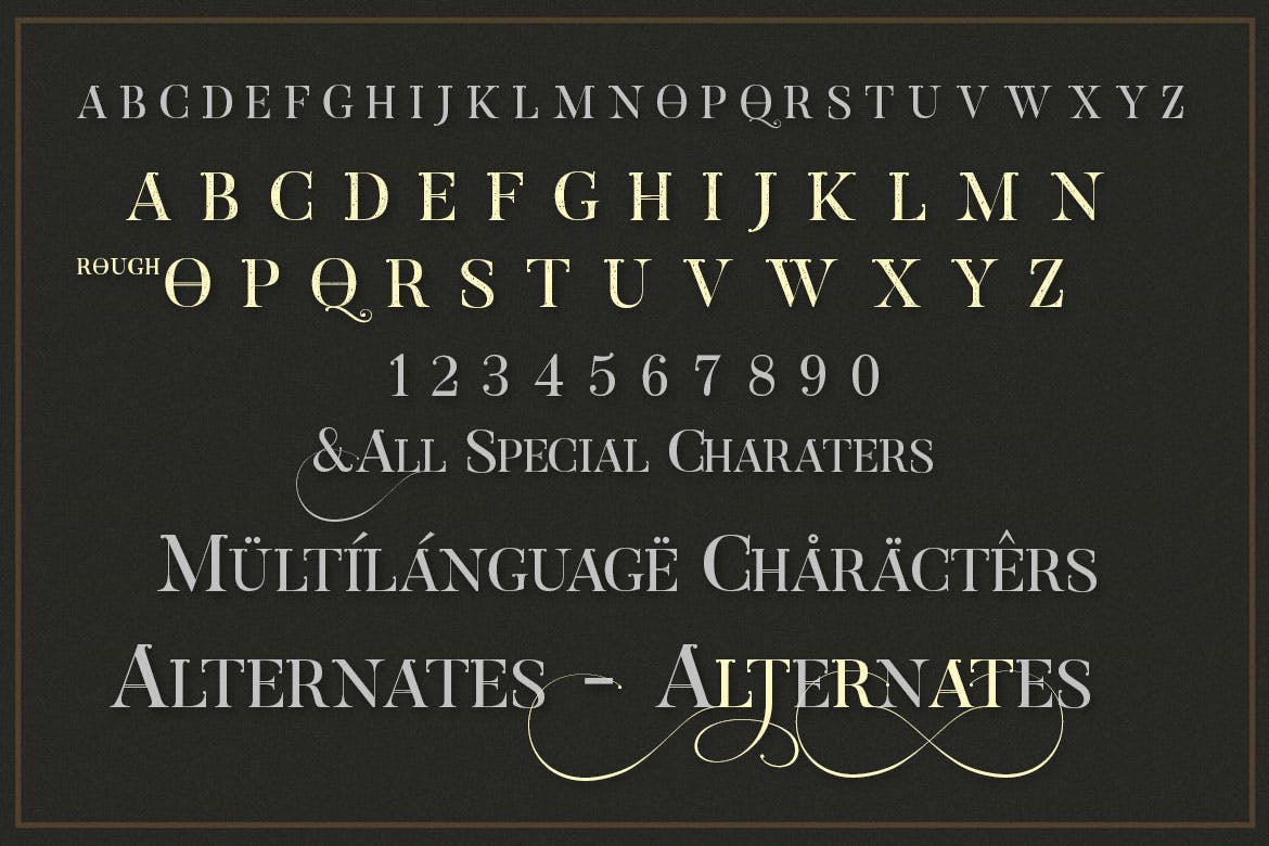 装饰字母英文衬线字体 Avital Decorative Font Duo设计素材模板